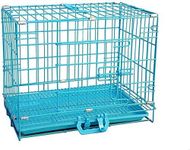 Woofy Cage House for New Born Puppies, Small Cats Kittens, Hamsters, Rabbits, Guinea Pigs Kennel & Travel Carrier Double Door Heavy Duty Folding Metal Cage 18 Inch (Blue)