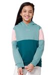 Alan Jones Clothing Colorblock Cotton Girls Hooded Regular Fit Hoodies (Turquoise, Pink_13-14 Years)