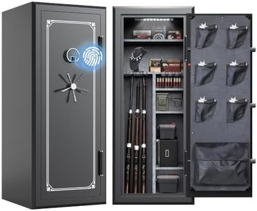 VALINIRT 26.5"D x 22.8"W, 34 Gun Fireproof Safe for Rifles and Pistols, Gun Cabinet with Biometric Fingerprint, Keypad and Key Access, No-Assembly-Required Gun Safes with Built-in Charging Ports