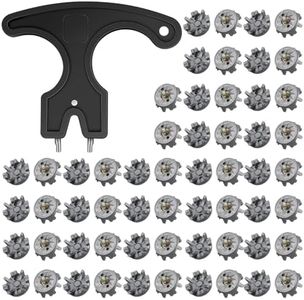 Cozypower 51 Pcs Golf Cleats Set 50 Golf Shoe Spikes Replacements with 1 Golf Cleats Spanner Metal Thread Screw 6 mm Dia Golf Shoe Cleats for Cricket Shoe Golf Player (Gray)