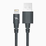 Tech Armor Lightning Cable for Apple iPhone 5/5C/5S/6/6 Plus, iPad 4/iPad Mini and iPod Touch 5th Generation (Space Grey, 2 Feet)