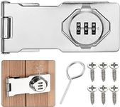 uxcell Password Hasp Locks, Cabinet Door Combination Lock, Barn Door Lock Latch for Small Doors, Cabinets, Barn Door, Bathroom, Outdoor, Etc, Silver