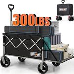 Overmont Collapsible Portable Wagon Cart - 49.2'' Extended Camping Wagon 200L Utility Cart with Flexible Tailgate Removable All-Terrain Wheels - 265LBS Foldable Cart for Garden Picnic Shopping