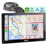 wireless Car Stereo with Carplay & Android Auto, 7 inch QLED Portable Car Play Screen, ATOTOEXCEL Glare-Suppressing HD Touchscreen, Car Radio Bluetooth, Auto-Dimmer, Navi, MirrorLink, AUX/FM/MIC