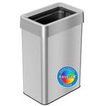 iTouchless Touchless Open Top Trash Can, stainless_steel, Stainless Steel, Rectangular 16 Gallon