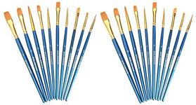 KOLAMOON 2 packs-10pcs Artist Nylon Paint Brushes Set for Body Art Paint, Face Painting, Watercolor, Acrylic and Oil Painting-Total 20 Pieces