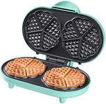 Bestron Double Waffle Iron for Classic Heart Waffles, Heart Waffle Iron with Baking Light and Non-Stick Coating, Ideal for Children's Birthdays, Easter and Christmas, Colour: Mint