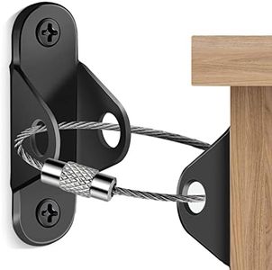 Ougourim Furniture Anchors (10 Packs) Anti Tip Furniture Anchors for Baby Proofing, Furniture Wall Anchor Earthquake Straps for Furniture Dresser Wall Safety Anchor Furniture Fasteners to Wall, Black