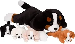 PixieCrush Dog Stuffed Animals with Babies Inside - 5-Piece Set of Mommy and Baby Puppies Plush for Imaginative Play - Soft Cuddly Companion for Kids - Stuffed Animals for Girls Ages 3 to 8 Years