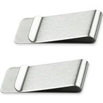 2 Pack Stainless Steel Money Clip Silver Slim Cash Wallet Credit Card Holder for Men and Women