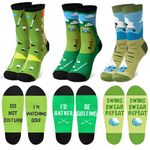 KoMico 3Pcs Golf Socks for Men, Cotton Funny Novelty Socks Golf Gifts for Men Who Have Everything, Funky Socks for Christmas Dad Birthday Gifts Golf Accessories