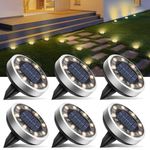 btfarm Solar Lights Outdoor Garden, 6 Pack Solar Ground Lights, 8 LED Solar Disk Floor Lights Outdoor IP65 Waterproof for Garden Pathway Lawn Patio Yard Landscape (Warm White)