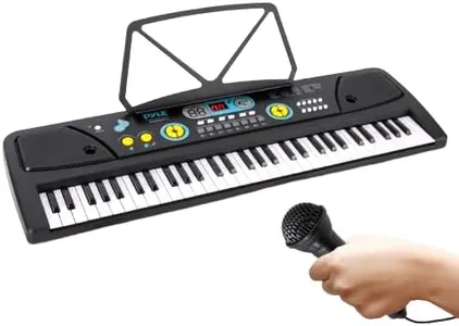 Pyle, Digital Portable 61 Key Piano, Learning Keyboard for Beginners w/Drum Pad, Recording, Microphone, Music Sheet Stand, Built-in Speaker-PKBRD6111.6, Black, (PKBRD6111.6)