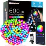 Quanquer Smart Christmas Lights Outdoor - 60m 600 LED Smart WiFi Color Changing String Lights App Controlled, IP68 Waterproof Smart APP Control, Work with Alexa & Google for Christmas