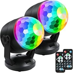 Luditek [2-Pack] Portable Sound Activated Party Lights for Outdoor Indoor, Battery Powered/USB Plug in, Dj Lighting, Disco Ball Strobe Light Stage Lamp for Car Room Parties Decorations Dance