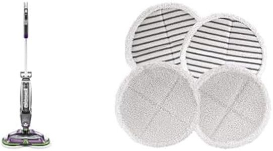 Bundle of Bissell SpinWave Cordless PET Hard Floor Spin Mop, 23157, Voilet, Green, Silver + Bissell 2124 Spinwave Mop Pad Kit Replacement Pads, White