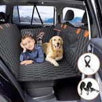 RYUREI Dog Seat Cover, 6 in 1 Waterproof Dog Car Seat Cover Back Seat Hammock with Mesh Visual Window & Side Flaps & Dog Seat Belt, Scratchproof Pet Seat Cover for Cars, Trucks, SUVs