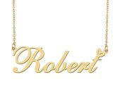 18k Gold Plated Robert Name Necklace Heart Charm Pendant Stainless Steel Graduation Jewelry for Womens Teens 16"