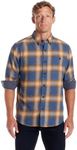 Weatherproof Vintage Mens Casual Soft Brushed Plaid Button-Down Flannel Shirt Delft Blue