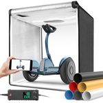 Bi-Color LED Photo Light Box 32x32 inch, Dimmable LEDs Product Photography Lighting Tent with High CRI>98, 6 Colors Backdrops for Large Products, Portraits & Tabletop Studio
