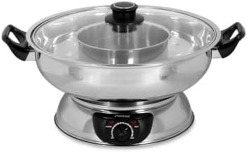 Rotel 1181250 Appareil à fondue chinoise avec fourchettes et épuisettes, appareil à fondue océane, marmite pour fondue chinoise, Acier inoxydable, Verre, Plastique, 39 x 37 x 22,5 cm