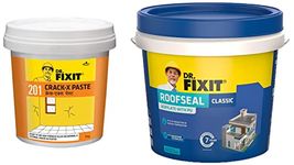 DR. FIXIT Roofseal Classic, 4 Liter, Waterproofing Solution & DR. FIXIT 201 Crack X Paste, Ready to use crack filler - 1Kg