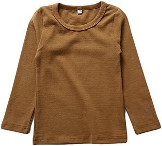 KISBINI Unisex Girls Cotton Long Sleeve T-Shirt Top Tees, Coffee, 12 Months