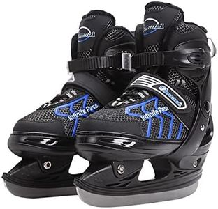 JGMLZK Ice Skates，Boys Hockey Skates,Skates with Adjustable 4 Sizes for Boys Girls Youth Men Women and Beginners (Black Blue, M (1-4) Kid‘s/(4-6) Women's)