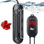 AQQA Aquarium Heater 500W 800W Submersible Fish Tank Heater with Double Explosion-Proof Quartz Tubes and External LED Display Controller for Marine Saltwater and Freshwater (500W)