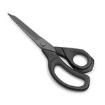 LIVINGO 8.5” Premium Heavy Duty Scissors, Forged Stainless Steel Titanium Coated Sharp Fabric Shears All Purpose for Sewing Tailor Dressmaking Crafting Cutting Leather Home Office Use, Black