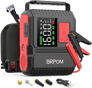 BRPOM Starthilfe Powerbank 8000A mit Kompressor 160PSI, alle Benzinmotoren und bis 12,0L Diesel, 12V Jump Starter mit Force Start, LCD Display, USB-C Schnellladung, LED-Licht und Powerbank