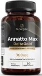 Sunergetic Premium Annatto Tocotrienol Supplement – with DeltaGold – Tocotrienols Vitamin E 300 mg – Supports Liver, Immune & Heart Health - Delta + Gamma Tocotrienols (30 Liquid Capsules)