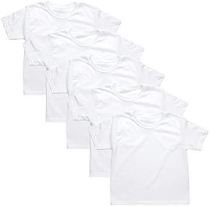 Hanes Toddler Boys' Undershirts, White T-Shirts for Babies, Crew Tees, 5-Pack, White, 2-3 Years