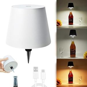 Wireless Wine Bottle Light Head, Portable LED Wireless Bottle Lamp with 3 Modes Light Dimming Pridola, Rechargeable Touch Control RGB Mode Wine Bottle,Outdoor Table Lamp,Bar Lamp Restaurants