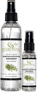 EuroSpa Aromatics Pure Eucalyptus Oil ShowerMist and Steam Room Spray, All-Natural Premium Aromatherapy Essential Oils - Tea Tree Infused, Duo Pack, 8oz and 2oz
