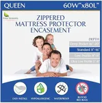 Four Seasons Essentials Queen Mattress Protector - Zippered Bedbug Waterproof Mattress Cover, Premium Quality Hypoallergenic Bed Encasement