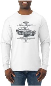 Ford Mustang Legendary Performance Est 1964 | Retro Vintage | Novelty Merch Racing Merchandise Cars and Trucks Mens Long Sleeve Shirt, White, 3X-Large