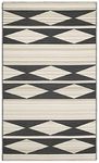 FAB HAB Outdoor Rug - Waterproof, Fade Resistant, Reversible - Premium Recycled Plastic - Geometric Tribal - Garden, Deck, Patio, Hall, Porch, Laundry Room - Cairo - Natural & Black - 120 x 180 cm