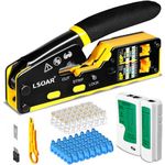 Lsoar RJ45 Crimp Tool Kit Pass Through RJ45 Crimper, Ethernet Crimping Tool Yellow