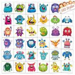 UVUXO 102 PCS Individually Wrapped Monster Temporary Tattoo for kids - Cute Little Monster Temporary for Girls Boy Body Arm Shoulder Cute Tattoos Stickers, Birthday Party Supplies Gifts for Kids