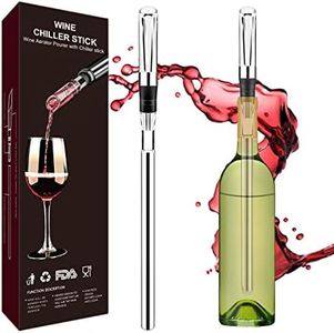 Wine Chiller Wine Aerator, 3-in-1 Stainless Steel Iceless Wine Bottle Cooler Stick, Aerating Pourer and Decanter Spout - Perfect Wine Accessories Gifts