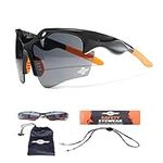 ToolFreak Finisher Work & Sports Safety Glasses, Sunglasses with Impact & UV Protection, Dark Smoke Lenses