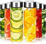 Vency Water Bottle with Leak-Proof Lid - Water, Smoothie, Juicer and Beverage Glasses (Set Of 6, 750ml Big cap Glass Bottles) Clear