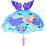 Rhode Island Novelty Kid's 3D Mermaid Umbrella with Seahorse Mold Handle, Blue