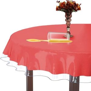XFasten Round Plastic Table Cloth Cover 70 Inches 0.3mm Thick Waterproof Clear Plastic Tablecloth Protector, Non-Yellowing Plastic Table Cloths for Round Tables and Dining Room Table
