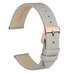 WOCCI 12mm Elegant Leather Watch Strap for Ladies with Rose Gold Buckle (Grey)