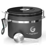 Coffee Gator Coffee Canister Airtight 900 mL, Stainless Steel Kitchen Food Storage Container with Date Tracker, CO2 Valve, Scoop for Grounds Coffee, Beans,Tea, Sugar, Flour, Snacks