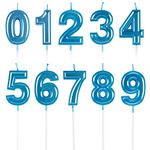 BEAN LIEVE Blue Number Candles - 10-Pcs Number Birthday Candles, Cake Number Candles, Numeral Birthday Candles, Numeric Candles Number 0 1 2 3 4 5 6 7 8 9 Used for Party Celebration