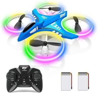 Dwi Dowellin Mini Drone Crash Proof RC Quadcopter with LED Night Lights One Key Take Off Flips Rolls Nano Drones Toys for Kids Children Beginners Boys and Girls, 2pcs Batteries