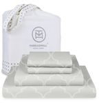 Threadmill Cotton Full Size Sheet Set | 100% Cotton Sheets for Full Size Bed | Damask Jacquard Full Bed Sheets Set with 16” Deep Pocket | Soft Sateen Weave 4-Piece Cooling Bedding Set | Light Grey